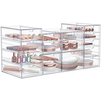 Sorbus 16 Drawers Acrylic Organizer - 4 pc Clear Stackable Storage Drawers