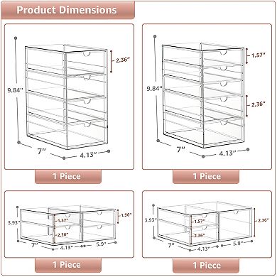 Sorbus 16 Drawers Acrylic Organizer - 4 Pcs Clear Stackable Storage Drawers