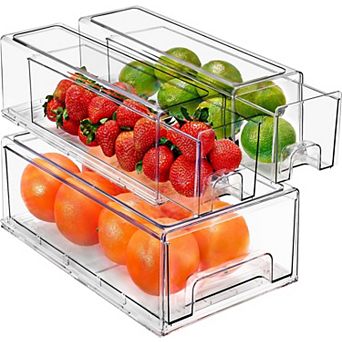 Sorbus 3 pc (2 Small & 1 Medium) Clear Stackable Pull-Out Drawers - Organization and Storage