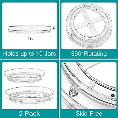 Sorbus Flat Clear Lazy Susan Organizer - 4 pack