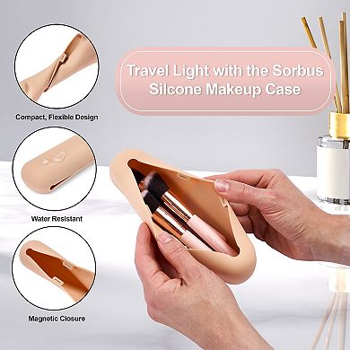 Sorbus Travel Cosmetic Makeup Brush Holder - Portable & Waterproof Silicone Organizer