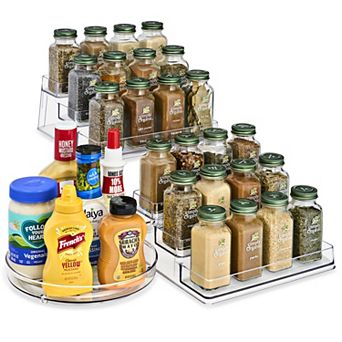 Sorbus 2 Pack 3 tier Clear Spice Organizer and 9-Inch Lazy Susan