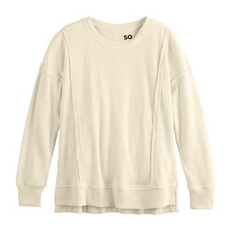 Girls 6-20 SO® Oversized Waffle Sweatshirt in Regular & Plus Size