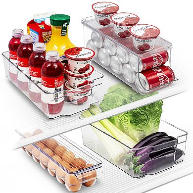 Sorbus 4 Piece Clear Organizers - Include 2 drawers 1 can dispenser drawer 1 egg drawer