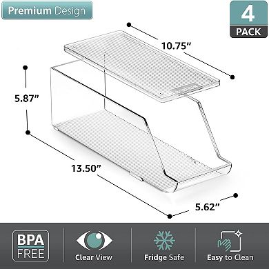 Sorbus 4-Pack Clear Plastic Soda Can Organizer with Lid - Holds 9 Cans Each