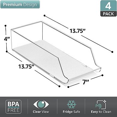Sorbus 4 Pack Slim Can Organizer for Fridge, Pantry, Kitchen Organization and Storage