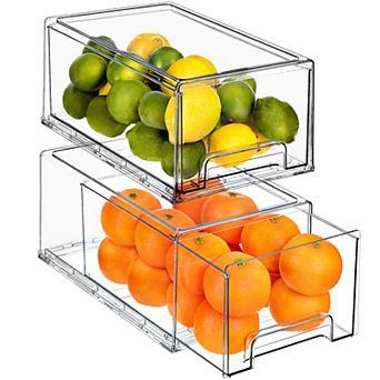 Sorbus 4 Pack Large Clear Stackable Pull Out Organizer Bins - Organization and Storage