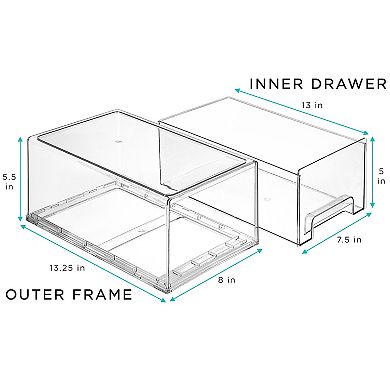 Sorbus 4 Pack Large Clear Stackable Pull Out Organizer Bins - Organization and Storage