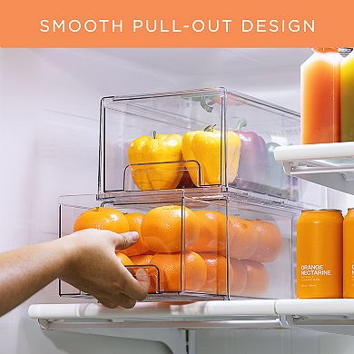 Sorbus 4 Pack Large Clear Stackable Pull Out Organizer Bins - Organization and Storage
