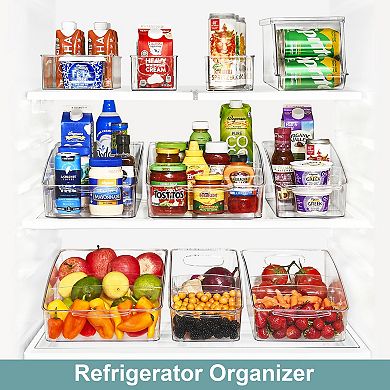 Sorbus 2 Large Clear Bins on Wheels with Dividers - for Kitchen, Pantry & Refrigerator