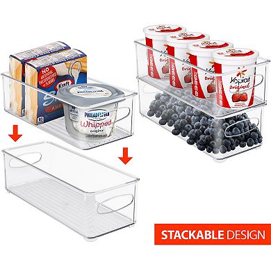 Sorbus 6 Pack Narrow Stackable Clear Bins with Handles- for Kitchen Pantry & Fridge Organization
