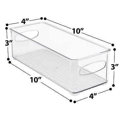 Sorbus 6 Pack Narrow Stackable Clear Bins with Handles- for Kitchen Pantry & Fridge Organization