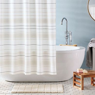 Town & Country Solana Textured Woven Stripe Shower Curtain