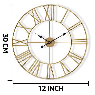 Sorbus 12 inch Decorative Round Roman Numeral Wall Clock