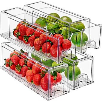 Sorbus 4 Pack Small Clear Stackable Pull-Out Drawers - Organization and Storage