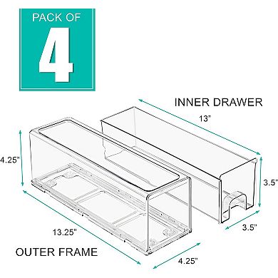 Sorbus 4 Pack Small Clear Stackable Pull-Out Drawers - Organization and Storage
