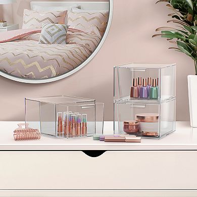 Sorbus 3 Pack Clear Stackable Acrylic Drawer Makeup Organizers