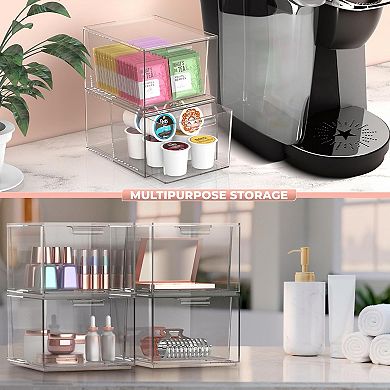 Sorbus 3 Pack Clear Stackable Acrylic Drawer Makeup Organizers