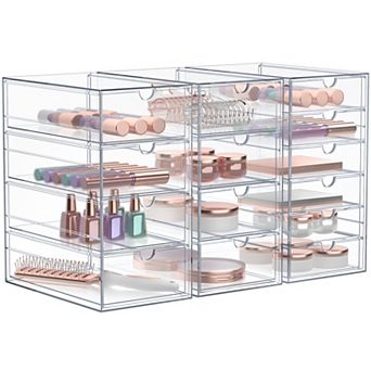 Sorbus 14 Drawers Acrylic Organizer - 3 pc Clear Stackable Storage Drawers