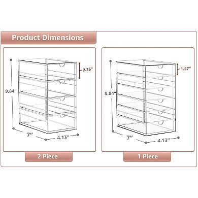 Sorbus 14 Drawers Acrylic Organizer - 3 Pcs Clear Stackable Storage Drawers