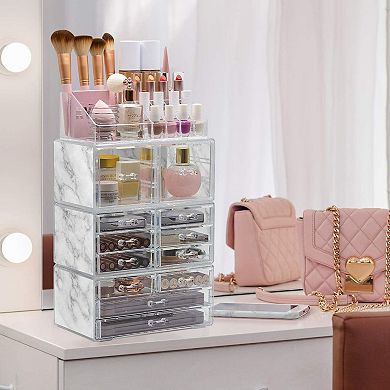 Sorbus Cosmetic Makeup and Jewelry Storage Case Display Organizer - (Marble)