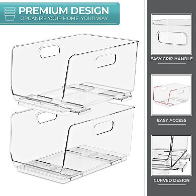 Sorbus 4 Pack Medium Open Front Clear Stackable Bins - Great for Kitchen Organization