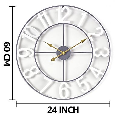 Sorbus 24 inch Large Decorative Numeral Wall Clock (White)