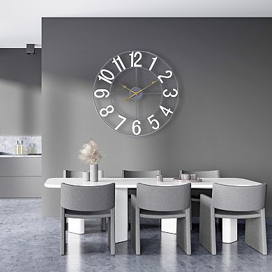 Sorbus 24 inch Large Decorative Numeral Wall Clock (White)
