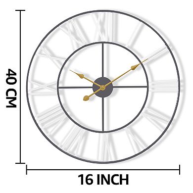 Sorbus Large 16 inch Decorative Round Roman Numeral Wall Clock