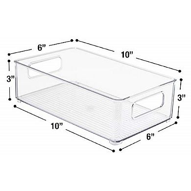 Sorbus 2 Pack Medium Stackable Clear Bins with Handles- for Kitchen Pantry & Fridge Organization