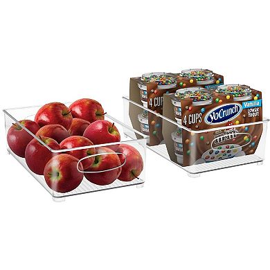 Sorbus 2 Pack Medium Stackable Clear Bins with Handles- for Kitchen Pantry & Fridge Organization