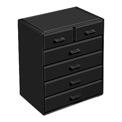 Sorbus Large 6 Drawer Makeup & Jewelry Organizer Case - (4 Large, 2 Small Drawers)