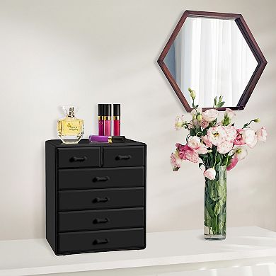 Sorbus Large 6 Drawer Makeup & Jewelry Organizer Case - (4 Large, 2 Small Drawers)