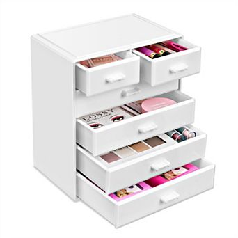 Sorbus Large 6 Drawer Makeup & Jewelry Organizer Case - (4 Large, 2 Small Drawers)