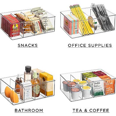 Sorbus 4 Pack Storage Bins with Dividers - Store Tea Bags, Seasonings, Drink Packets, Oatmeal