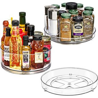 Sorbus Clear Lazy Susan Organizer 3 Pack - for Fridge, Pantry, Cabinet, Table, Makeup, Set