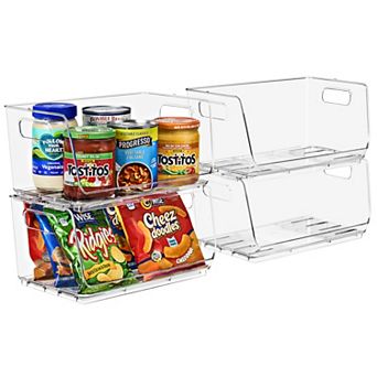 Sorbus 4 Pack Small Open Front Clear Stackable Bins - Great for Kitchen Organization