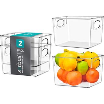 Sorbus 2-Pack Medium Clear Storage Bins with Handles - Organize fridge & pantry essentials