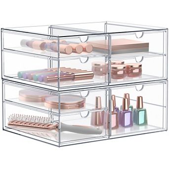Sorbus 7 Drawers Acrylic Organizer - 2 pc Clear Stackable Storage Drawers
