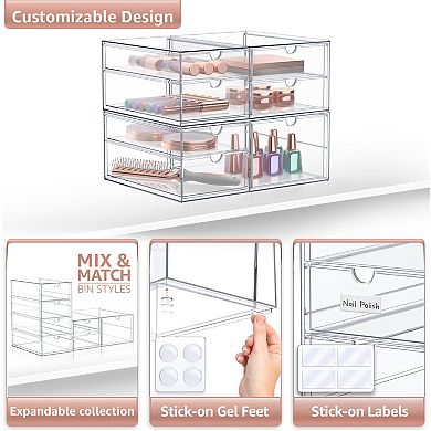 Sorbus 7 Drawers Acrylic Organizer - 2 Pcs Clear Stackable Storage Drawers