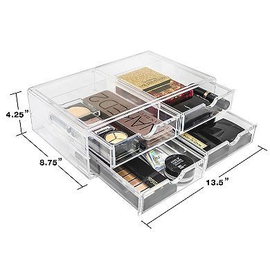 Sorbus 4 Clear Large Stackable Acrylic Drawers