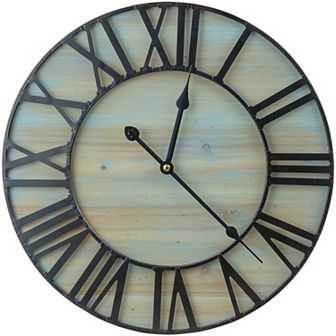 Sorbus 16" Oversized Coastal Style Wooden and Metal Decorative Analog Round Wall Clock