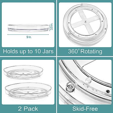 Sorbus Clear Lazy Susan Organizer 2-Pack - (Flat)