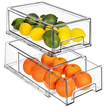Sorbus 4 Pack Medium Clear Stackable Pull Out Organizer Bins - Organization and Storage