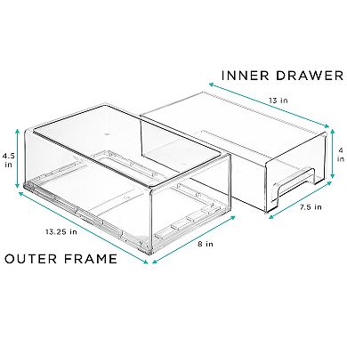 Sorbus 4 Pack Medium Clear Stackable Pull Out Organizer Bins - Organization and Storage