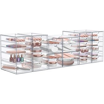 Sorbus 30 Drawers Acrylic Organizer - 6 pc Clear Stackable Storage Drawers