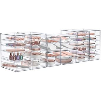 Sorbus 30 Drawers Acrylic Organizer - 6 pc Clear Stackable Storage Drawers