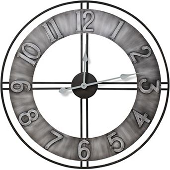Sorbus 24" Distressed Industrial Gray Oversized Round Metal Wall Clock