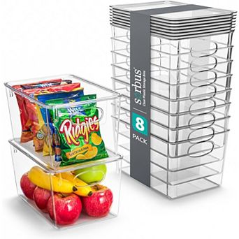 Sorbus Large Plastic Storage Bins with Lids - for Kitchen Organization (8 pack)
