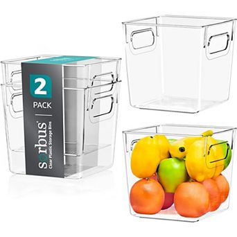 Sorbus 2 Pack Small Clear Storage Bins - for Kitchen, Pantry & Refrigerator